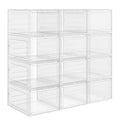SONGMICS Shoe Boxes, Clear Shoe Organizers, Set of 12, Plastic Shoe Storage with Clear Door, Easy Assembly, up to US Size 12, Tr