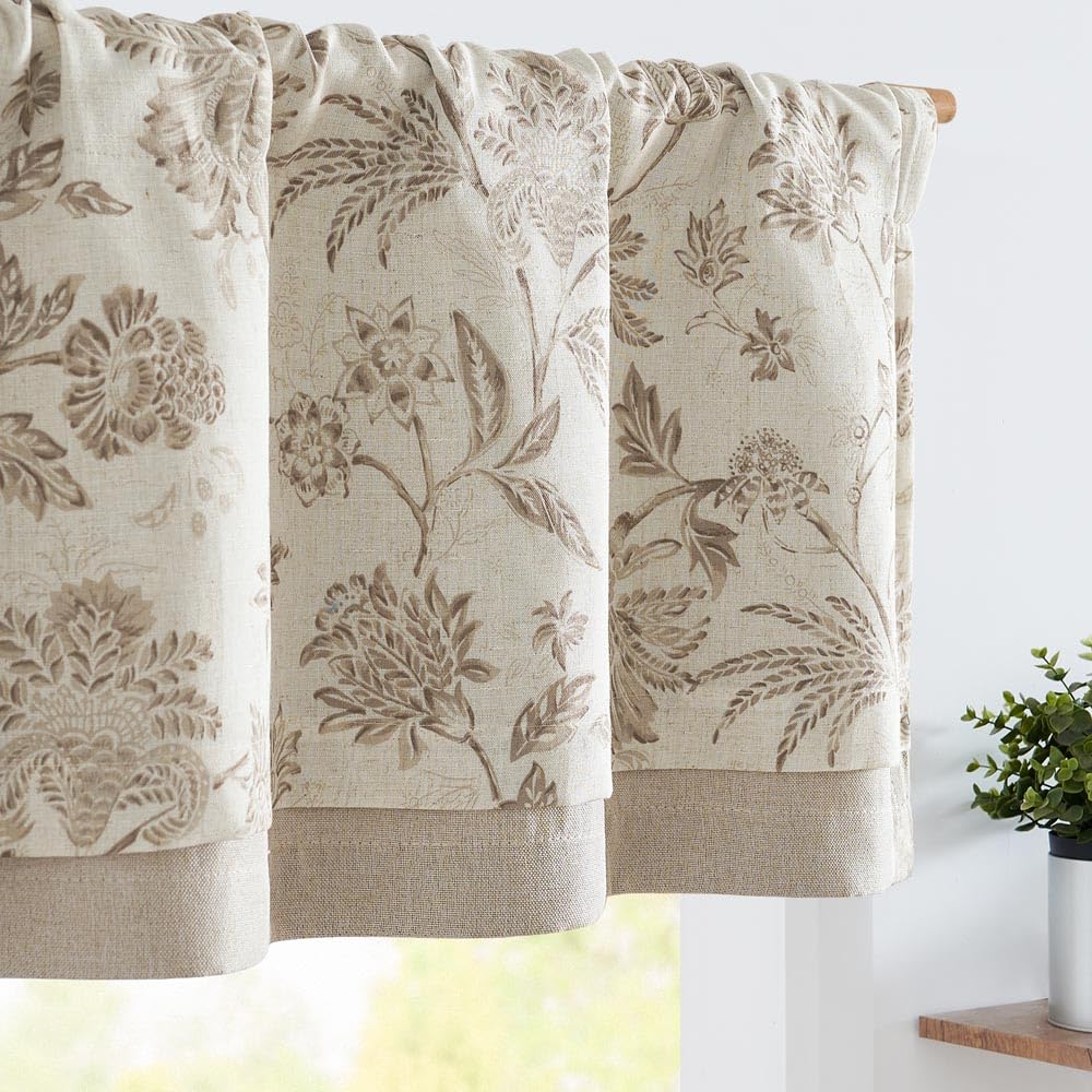 jinchan Floral Valance Curtain Linen Kitchen Valance for Windows 16 Inch Farmhouse Blackout Valance Floral Short Window Treatmen