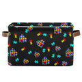 XUWU Multicolor Storage Basket Bin Autism Awareness Puzzle Pieces Heart Organizer Collapsible Shelf Cube with Handle for Nursery