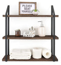 Mkono Floating Wall Shelf 3 Tier 23.5 Inch Rustic Wood Hanging Book Shelf Bathroom Mounted Shelving Storage Display Shelves for 