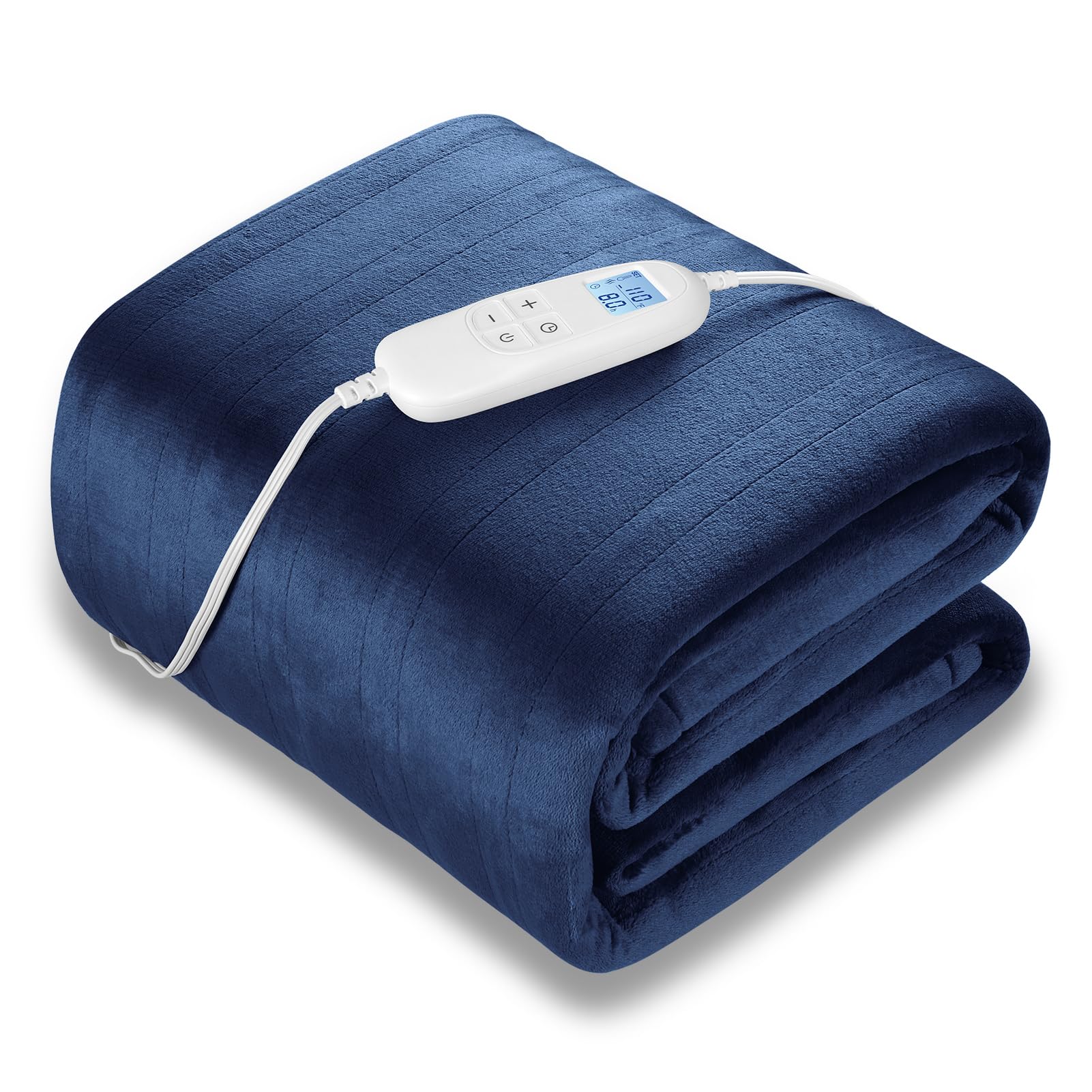 Electric Heated Blanket Queen Size 84 x 90 | 6 Heating Levels & 8h Auto Timer | Full Body Fast Heating and Ultra Soft Flannel, M