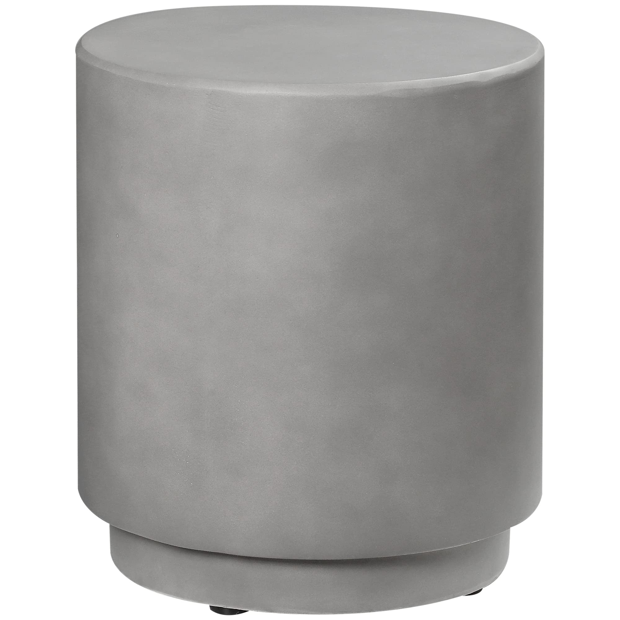 HOMCOM Round Side Table, Lightweight Accent Table with Concrete Finish, End Table with 4 Adjustable Feet for Indoor, Outdoor, Li