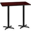 Flash Furniture Stiles 30 x 60 Rectangular Mahogany Laminate Table Top with 22 x 22 Bar Height Table Bases
