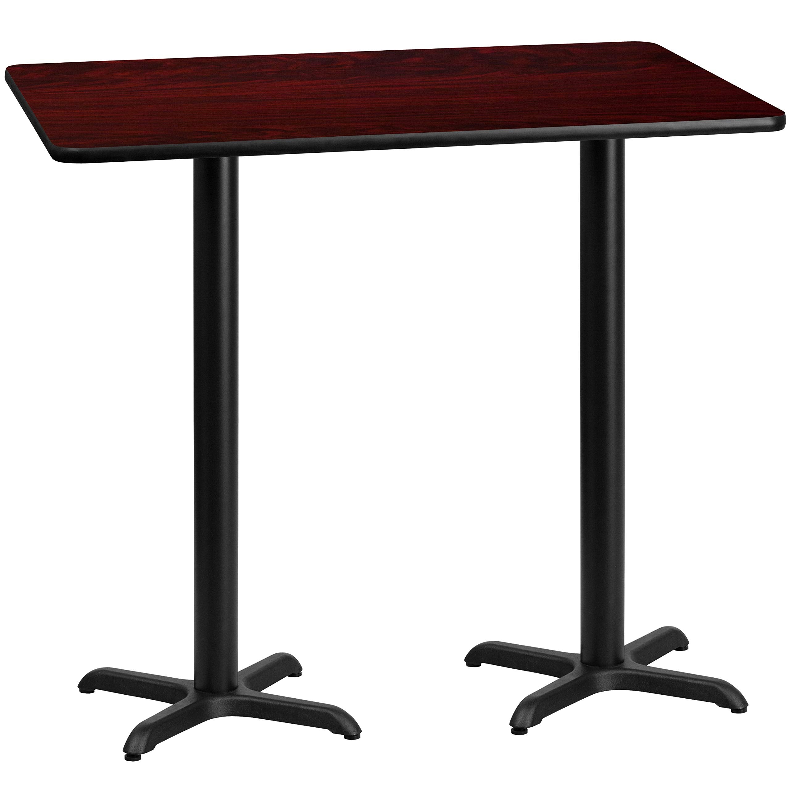 Flash Furniture Stiles 30 x 60 Rectangular Mahogany Laminate Table Top with 22 x 22 Bar Height Table Bases