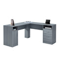 Techni Mobili Functional L-Shaped Computer Desk with storage, L is 59.5 wide x 59.5 Long, Grey