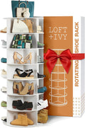 LOFT + IVY Rotating Shoe Rack Tower - 360 Spinning Shoe Rack Organizer - Lazy Susan for Shoes - Fits 28 Pairs of Shoes - Spinnin