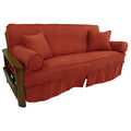 Blazing Needles Solid Microsuede Double Corded 8 to 9 Futon Slipcover Set with 4 Throw Pillows (Set of 5), Full, Cardinal Red
