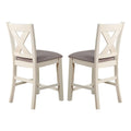 Benjara Joss 40 Inch Cottage Wood Counter Height Chair, Set of 2, Gray Seat, Cream