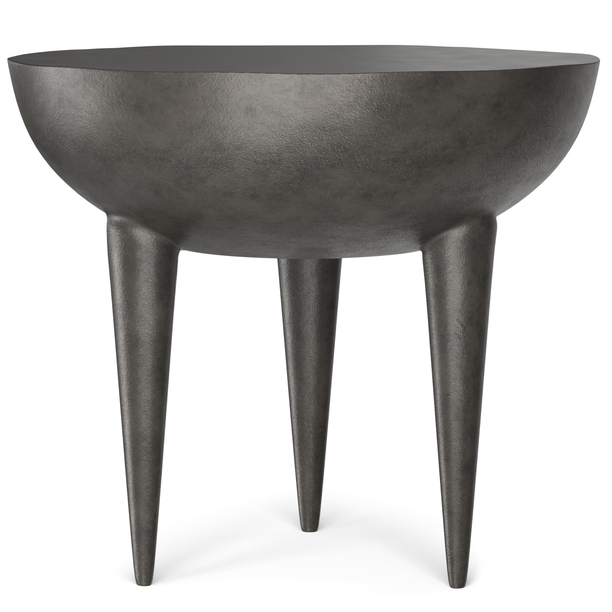 SIMPLIHOME Otto Cast Aluminum Side Table in Graphite, 21-inch Round, Rust-Resistant Metal Accent Table for Living Room, Bedroom,