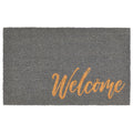 mDesign Rectangular Coir and Rubber Entryway Welcome Doormat with Natural Fibers for Indoor or Outdoor Use - Decorative Script W
