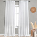KOUFALL White Linen Sheer Curtains Drapes 96 Inches Long 2 Panels for Living Room 96 Inch Length Semi Light Filtering Curtains f