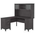 Bush SET002SG Somerset 60-Inch W L-Shaped Desk with Hutch, Storm Gray