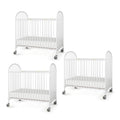 Foundations Pinnacle Metal Compact Folding Crib 3 Pack for Hotels, Foam Mattress Included and Commercial Grade 3 Casters (White)