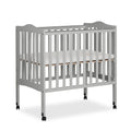 Dream On Me 2-in-1 Lightweight Folding Portable Stationary Side Crib in Pebble Grey, Greenguard Gold Certified, Baby Crib to Pla