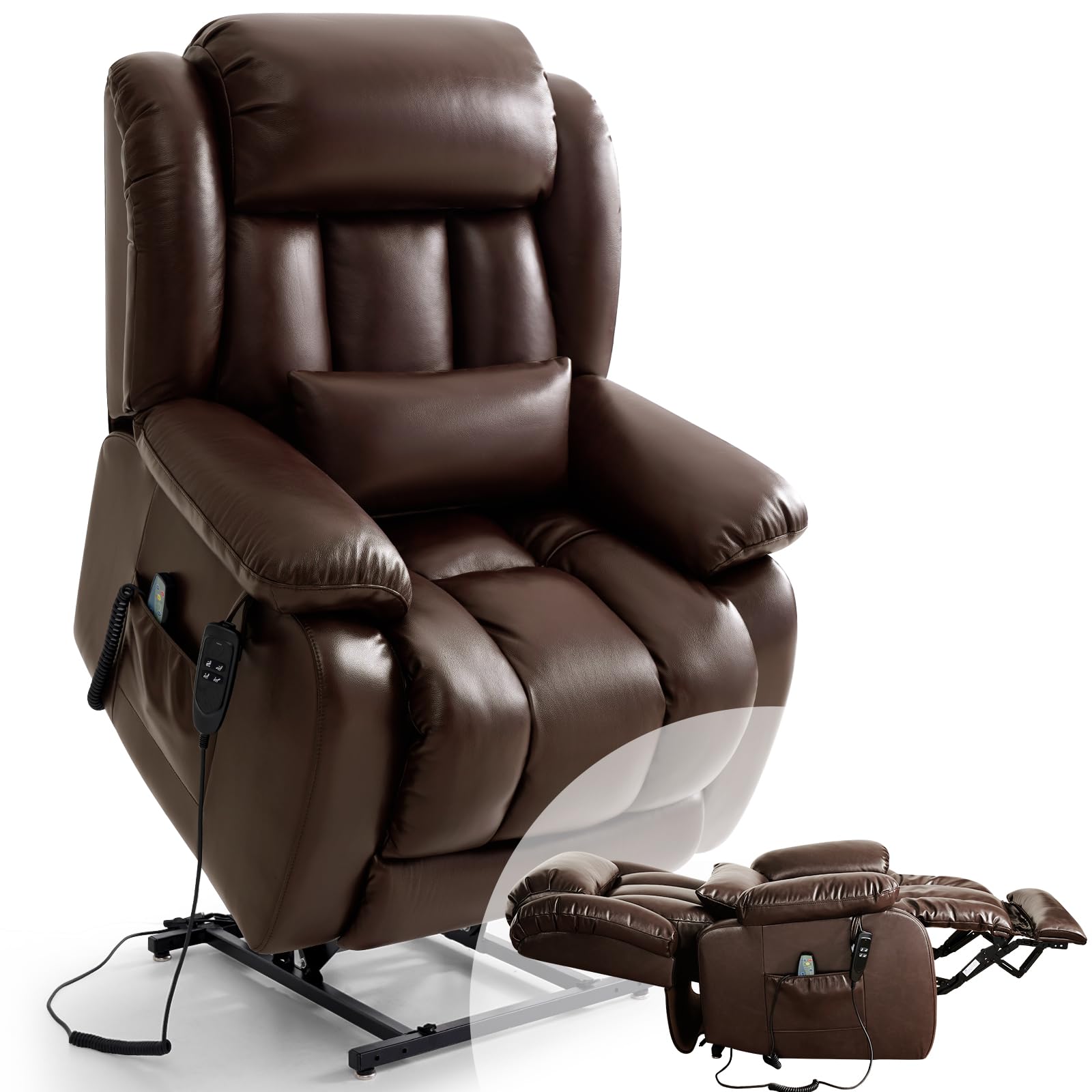 Infinite Position Lay Flat Lift Recliner Chair for Adults, Dual Motor Power Lift Chair for Elderly with Massage & Heating, Exten