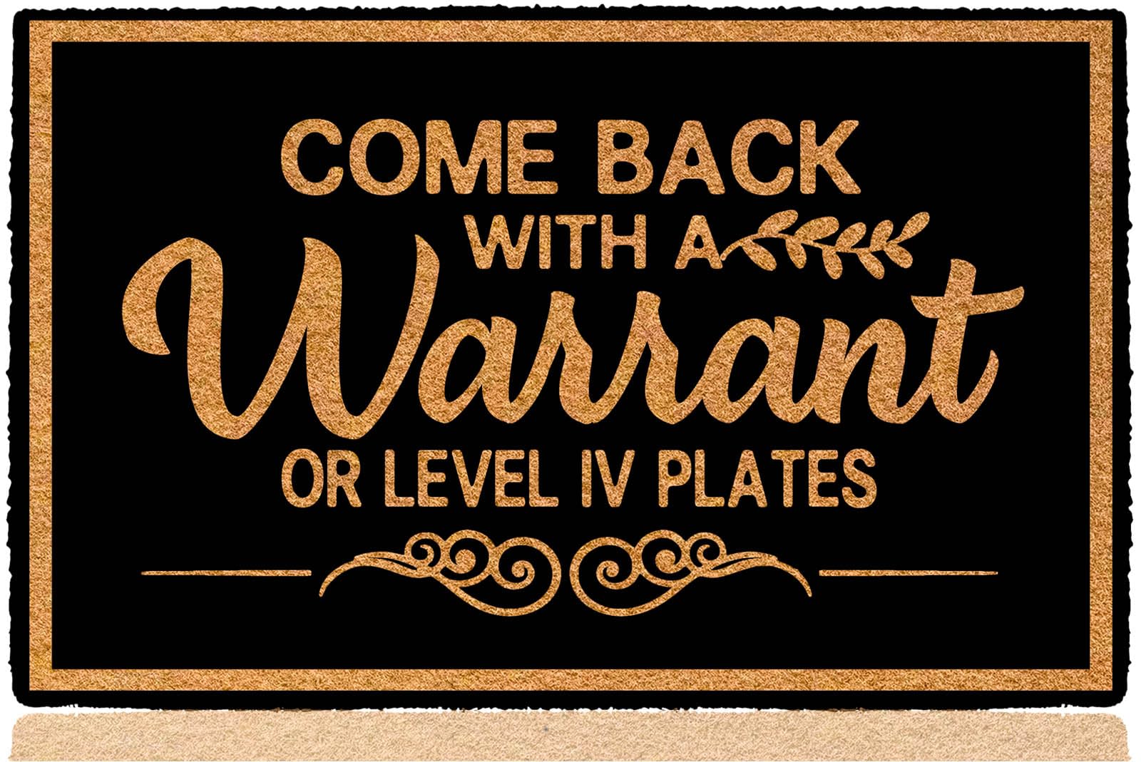 bouulm Come Back with a Warrant or Level Iv Plates 30x18 Rubber Front Door Mats Outdoor Entrance Funny Monogram Home Indoor Door