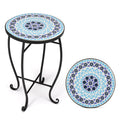 VINGLI Mosaic Outdoor Side Table, 14  Round End Table, Accent Table, Plant Stand Ideal for Pool Side, Porch, Patio, Deck or Sofa