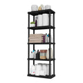 IRIS USA 5-Shelf Light Duty Plastic Storage Shelves, 250lb Capacity, 64H x 24W x 12D, Medium Modular Shelving Unit Storage Organ