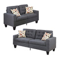 Benzara Linen Fabric Sofa With Loveseat And Cushions Gray