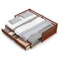 KOMFOTT Wood Daybed with Trundle, Extendable Twin to King Daybed Frame with 2 Storage Drawers, Space Saving Dual-use Sofa Daybed