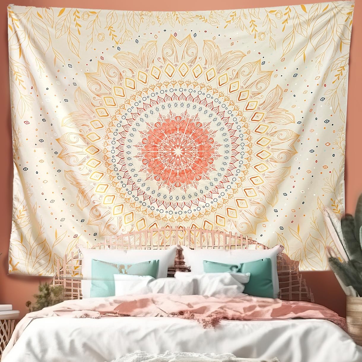 Damanse Bohemian Tapestry-Mandala Aesthetic Tapestry-Indian Wall Hanging Boho Tapestry-Small Mandala Room Decor-Tapestries for B