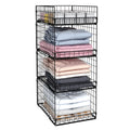 4 Pack Closet Organizers and Storage Shelves for Clothes, 4 Tier Stackable Closet Storage Basket Bin Container for Clothing Swea