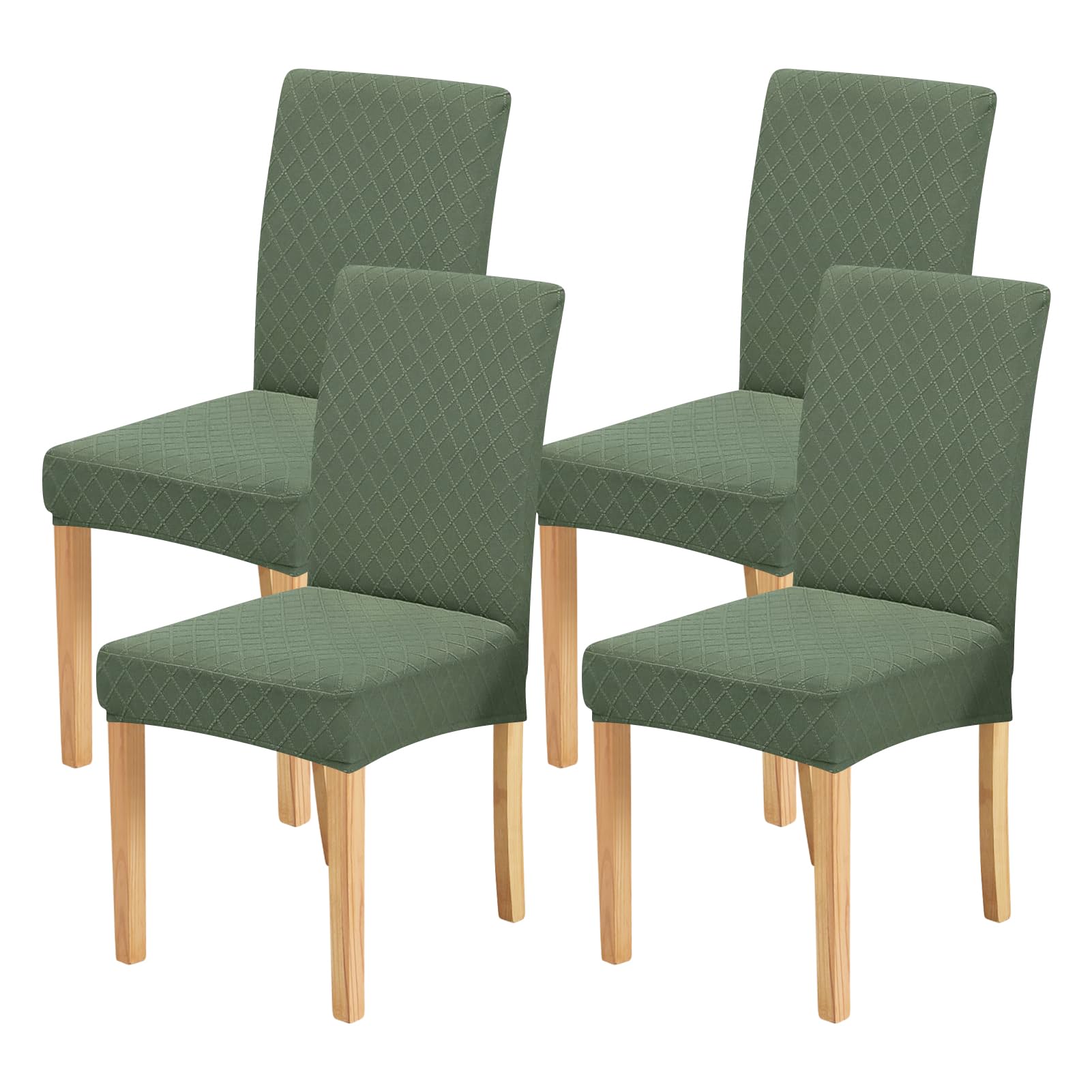 FORCHEER Chair Covers for Dining Chairs Set of 4,Jacquard Green Stretch Dining Room Chair Cover Kitchen Parsons Chair Slipcovers