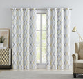 ugoutry Full Blackout Curtains, Yellow Grey Moroccan Tile Curtains 84 Inches Long for Bedroom, Geometric Quatrefoil Pattern Curt