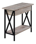 Convenience Concepts Tucson Flip Top End Table with Charging Station and Shelf, 23.75L x 11.25W x 24H, Sandstone