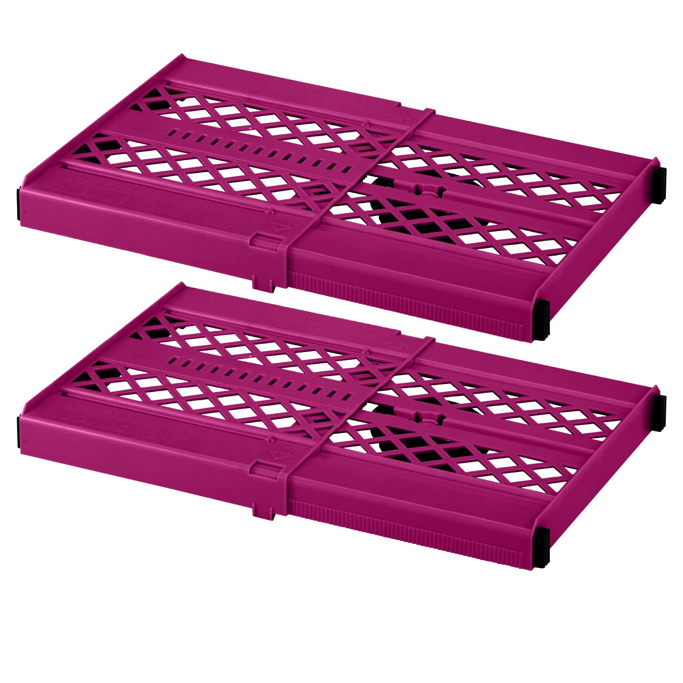 LockerMate Adjust-A-Shelf Locker Shelf, Extends to Fit Your Locker, Easy to Use, Perfect for School, Office, Gym, Pink, 2-Pack