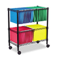 Alera Two-Tier File Cart for Front-to-Back + Side-to-Side Filing, Metal, 1 Shelf, 3 Bins, 26 x 14 x 29.5, Black