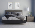 Nexera 3-Piece Bedroom Set with Bed Frame, Headboard & Nightstand, Queen|Bark Grey & Black