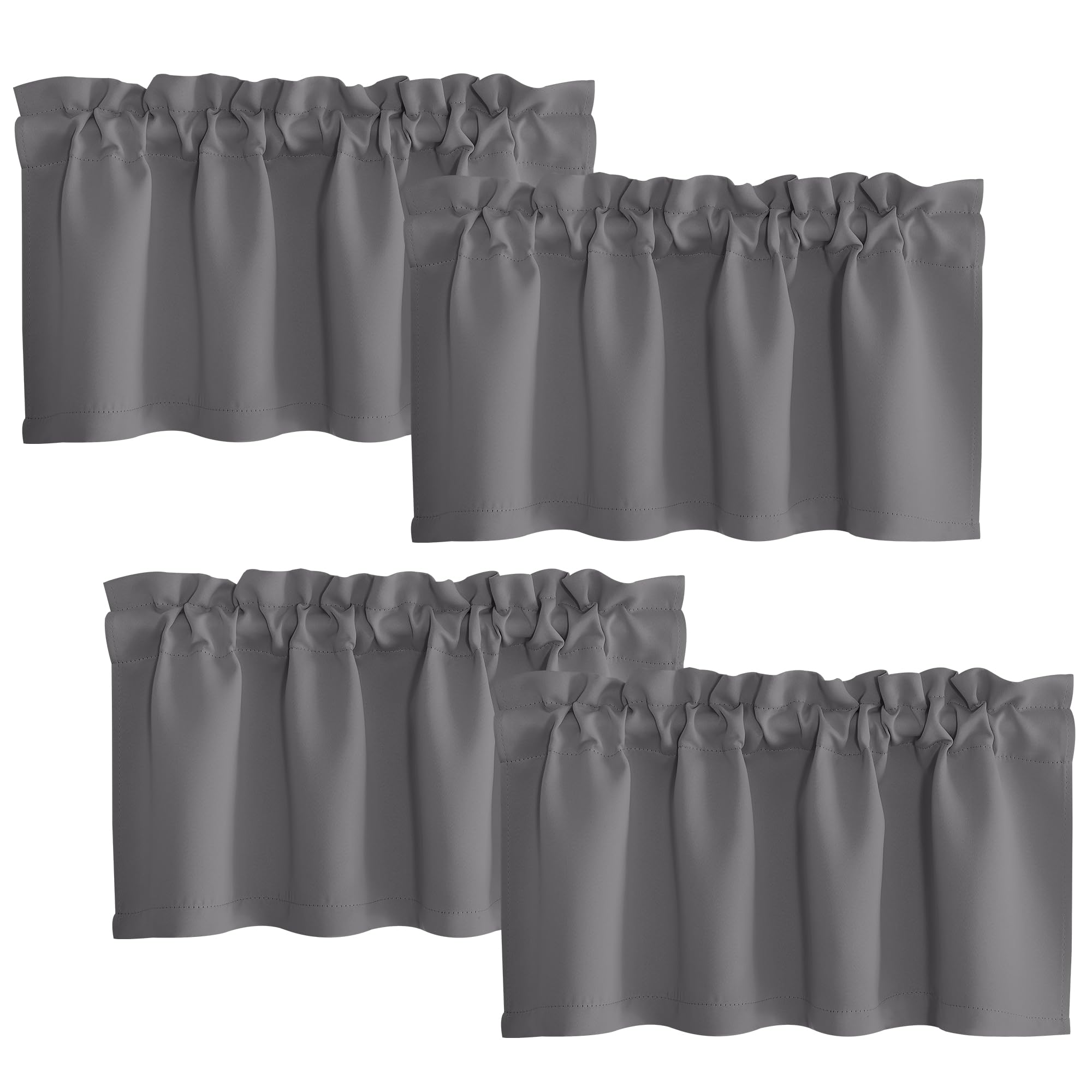 NICETOWN Grey Valance Curtains 16 inches Long Blackout Toppers Valance Living Room Kitchen Short Small Mini Little Window Curtai