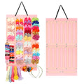 Hair Bows Holder w/ Large Capacity, Hair Clips Storage Hanger w/ 16 Ribbons, Hair Bows Organizer, Baby Hair Accessory Storage Di