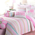 Cozy Line Home Fashions Pink Greta Pastel Polka Dot Flower Girl 100% Cotton Reversible Quilt Bedding Set, Coverlet, Bedspread (G
