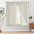 jinchan Linen Beige Curtains 63 Inch Length for Living Room Farmhouse Rod Pocket Back Tab Light Filtering Window Drapes with Lin