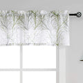 FMFUNCTEX White Valance Curtains for Windows Print Tree Branch Semi-Sheer Valance Grey/Green,1 Panel, 50    Width x 15 Length