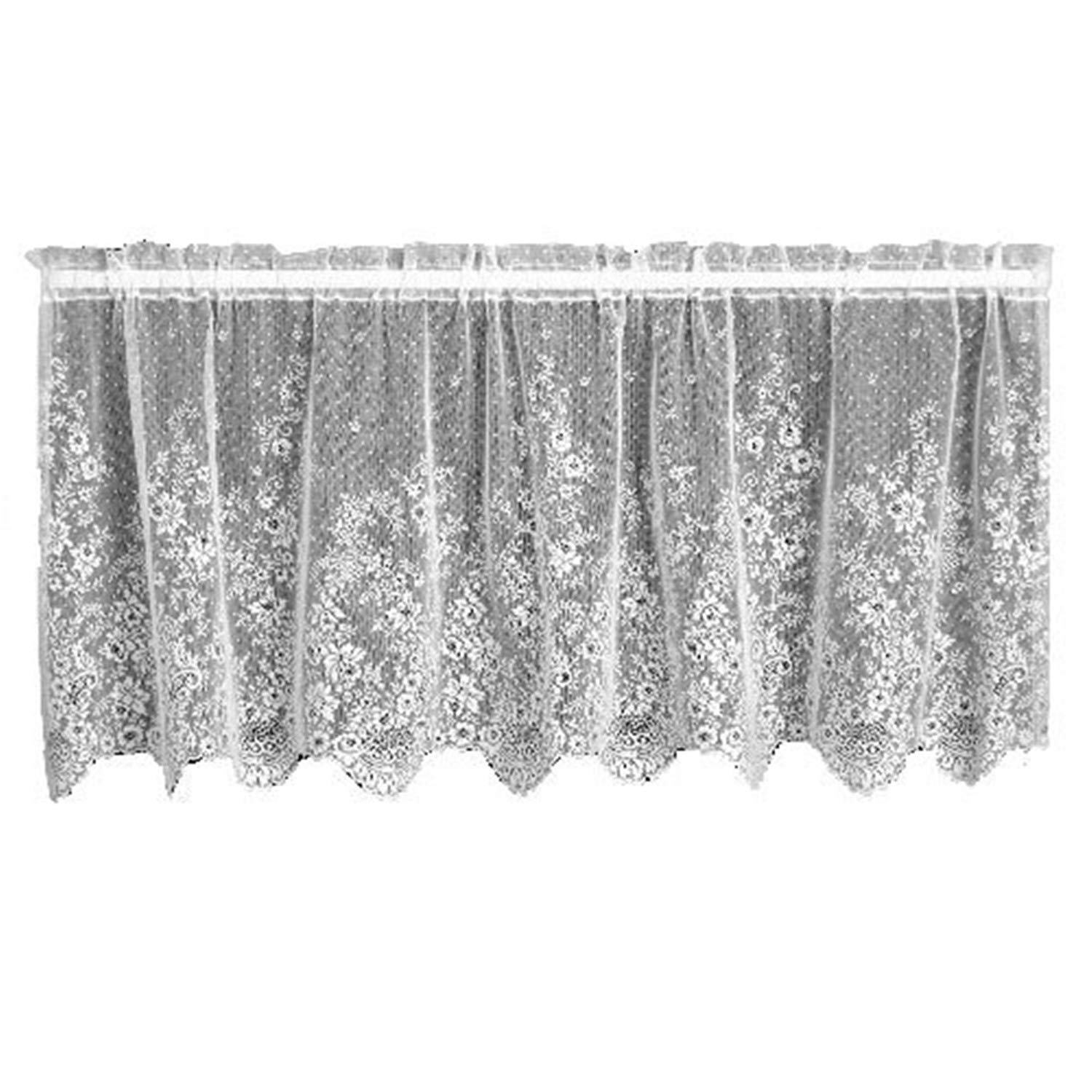 Heritage Lace Floret 60-Inch Wide by 30-Inch Drop Tier, White, 60x24, Ecru