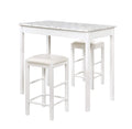 Linon White 3 Piece Faux Marble Tavern Set