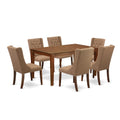 East West Furniture CAFO7-MAH-47 7 Piece Dining Room Table Set Consist of a Rectangle Kitchen Table and 6 Light Sable Linen Fabr