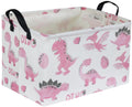 Sanjiaofen Rectangular Pink Baskets,Dinosaur Basket Cute Storage Basket Organizer for Kids Room Dinosaur Decor ,Clothers,Toys Bo