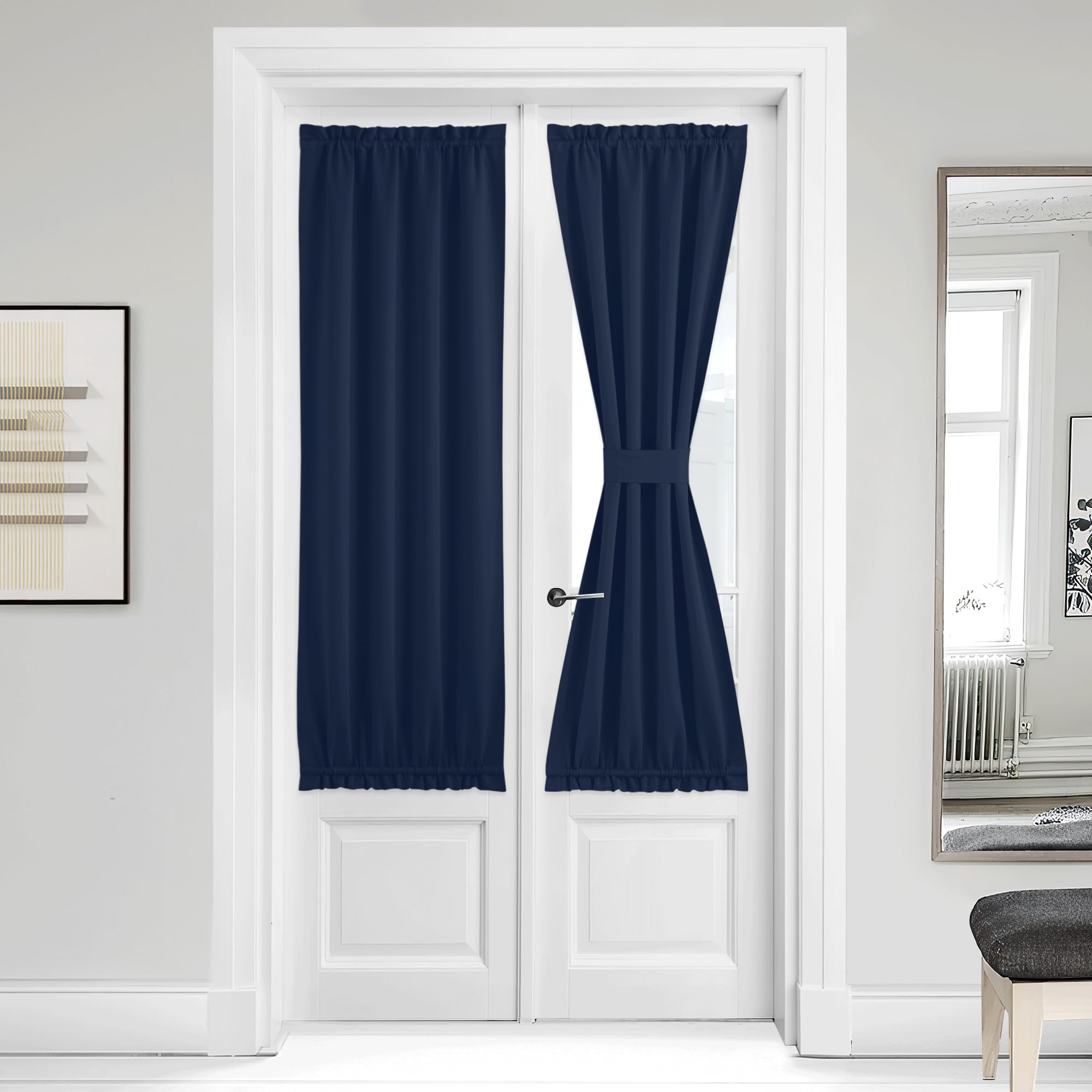 NICETOWN Blackout Door Curtain for Window - French Curtain Thermal Insulated Rod Pocket Window Treatments Patio Door Drapes for 