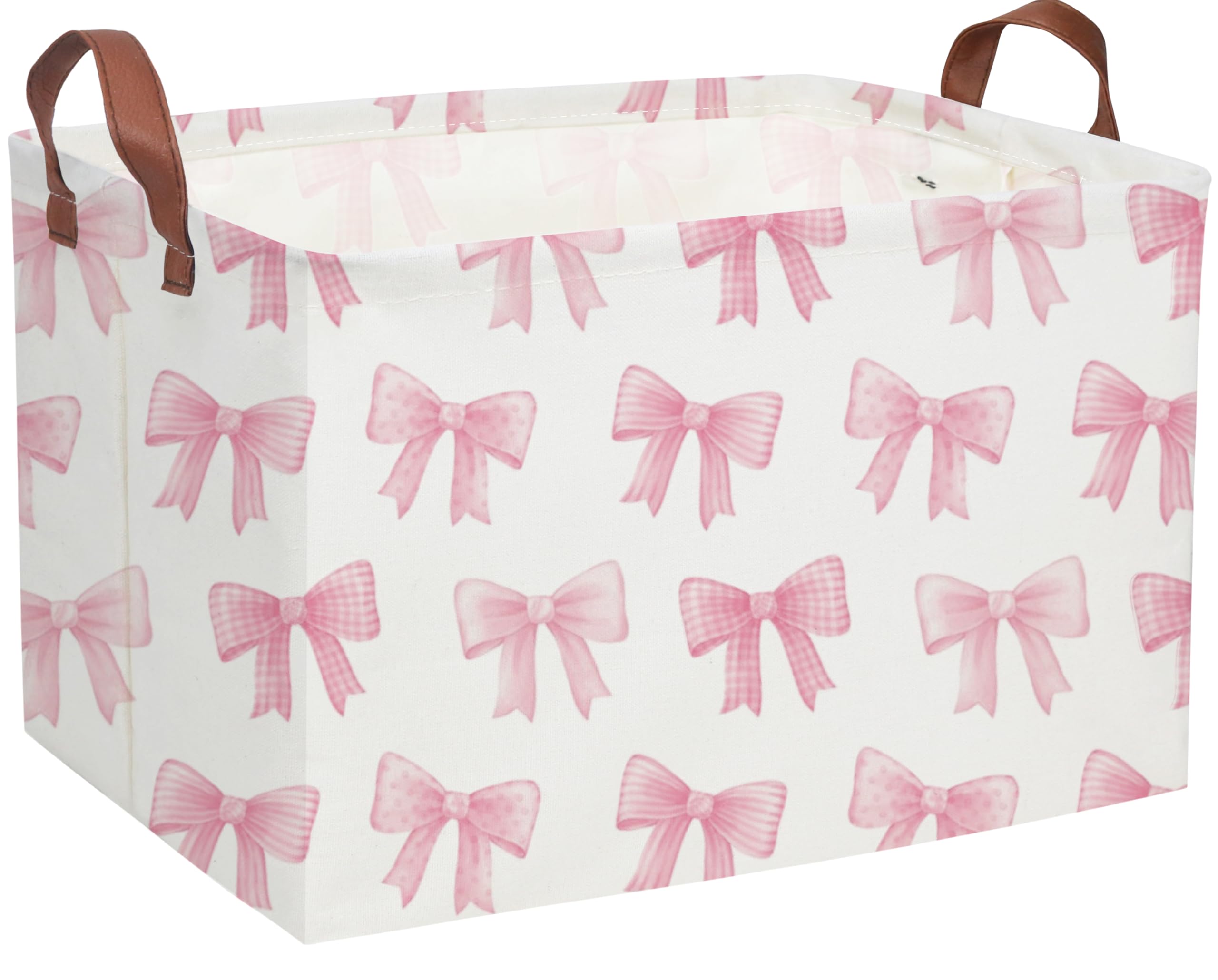 Sanjiaofeng Rectangular Kids Basket Pink Storage Bins,Girls Storage Baskets with Handles.Clothers,Toys,Books,Kid s Gifts Storag