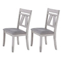 Benjara Wooden Side Chair with Fabric Upholstered Seat, Set of 2, Brown and Gray