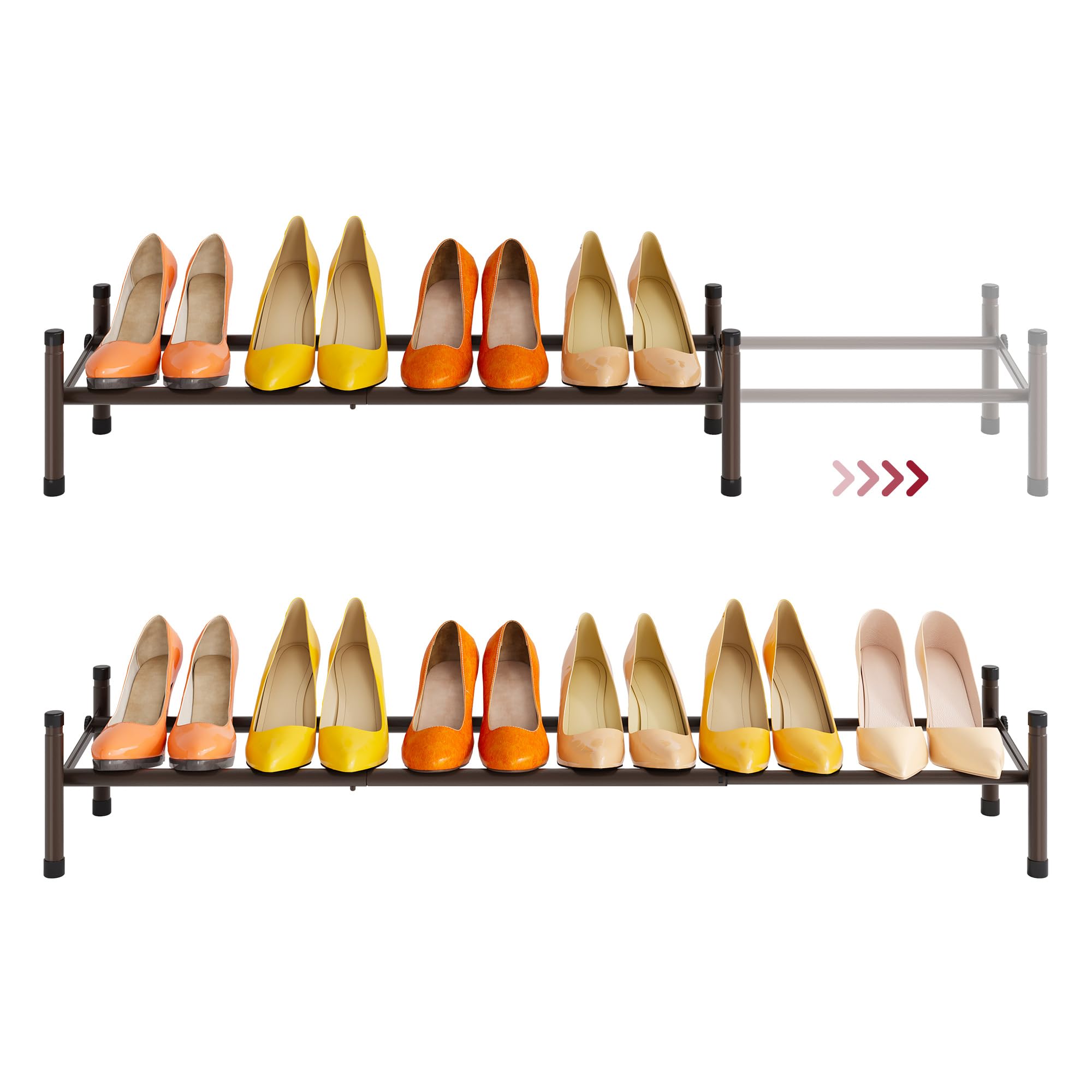 Tajsoon Expandable Shoe Rack for Closet 1 Tier, 28-41Adjustable & Stackable Shoe Shelf Storage, Metal Shoe Rack Organizer for Fr