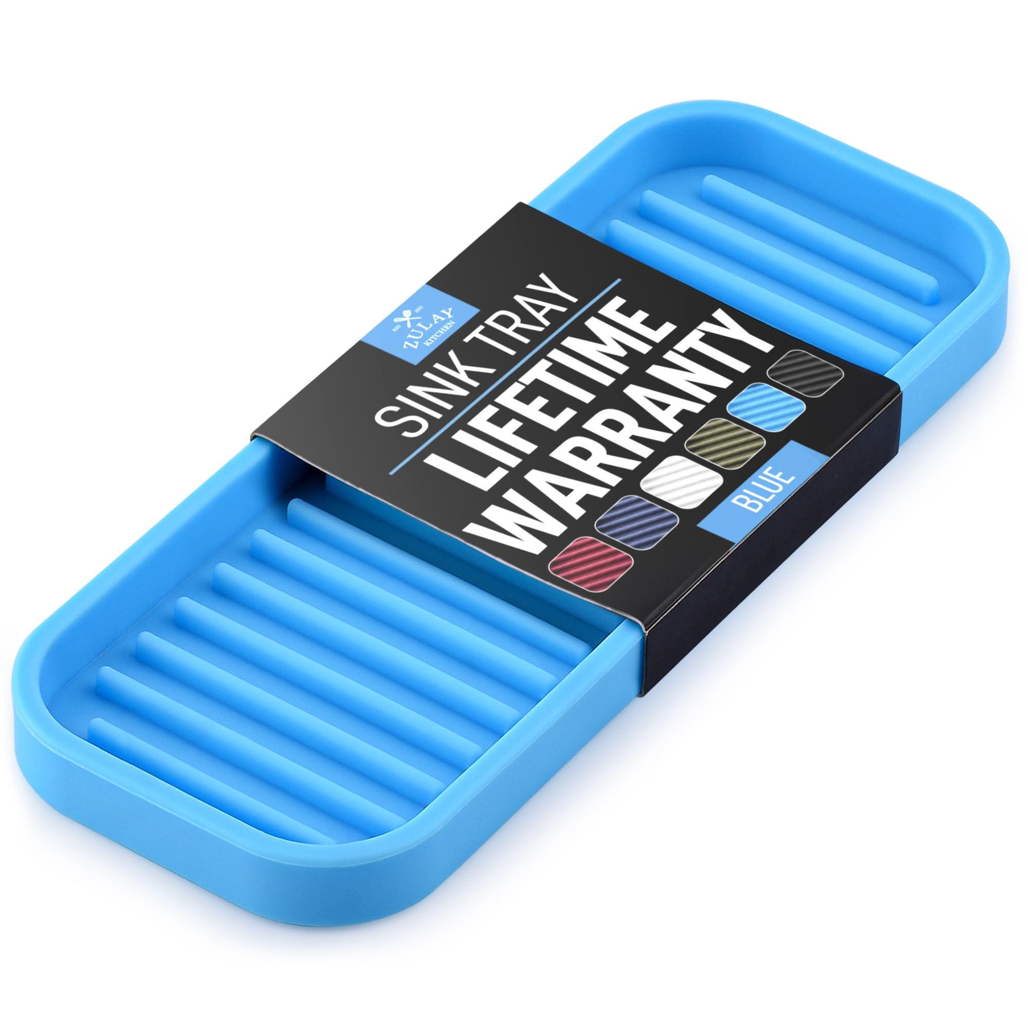 Zulay (9x3.5) Silicone Sponge Holder for Kitchen Sink - Flexible Multipurpose Kitchen Soap Tray Sponge Holder - Sink Organizer T