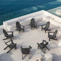 LUE BONA HDPS Adirondack Chairs Set of 8, Black Adirondack Chairs with Cup Holder, 300lbs Modern Adirondack Chair Weather Resist
