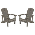 Flash Furniture Charlestown Poly Resin Adirondack Chair - Gray - All Weather - Indoor/Outdoor - Set of 2