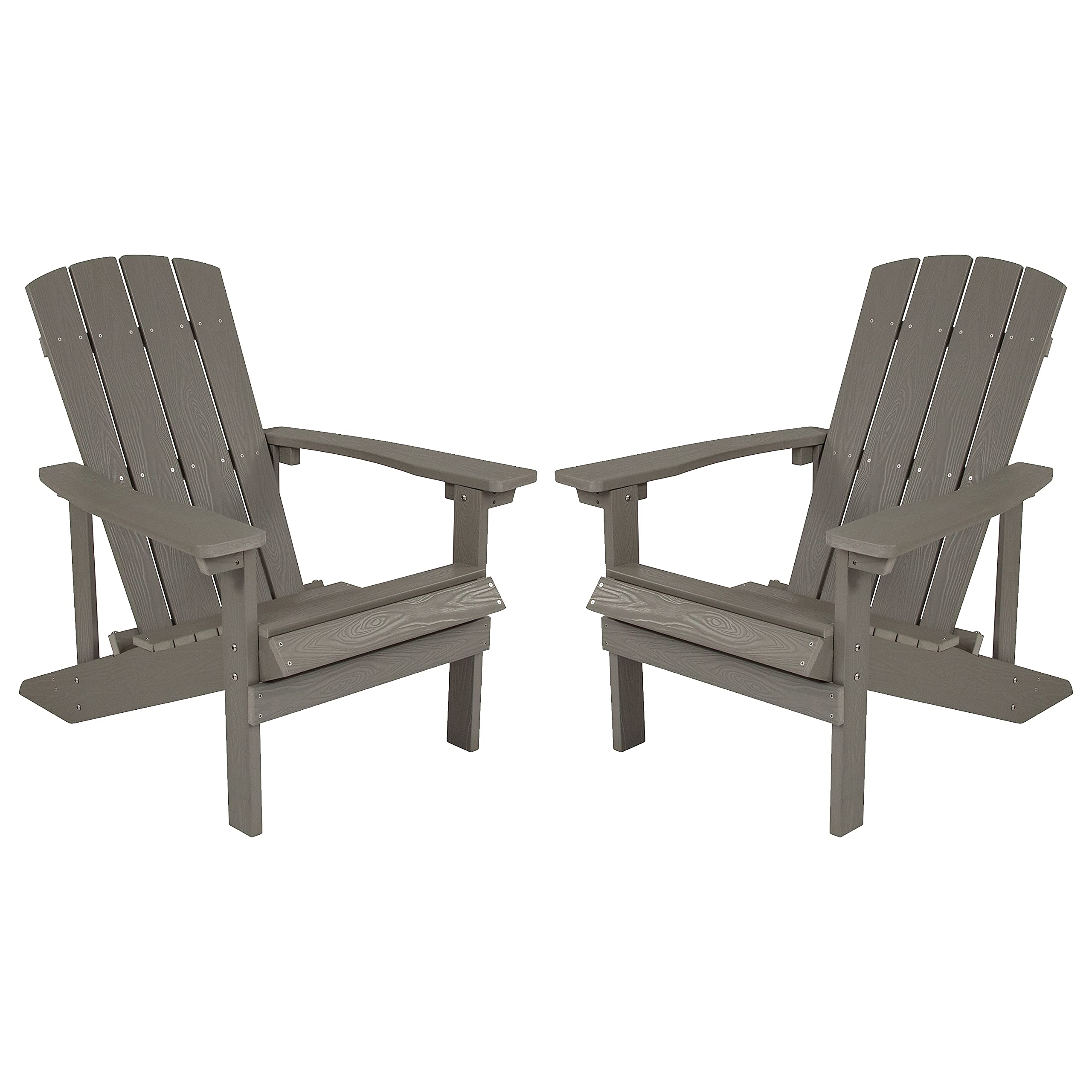 Flash Furniture Charlestown Poly Resin Adirondack Chair - Gray - All Weather - Indoor/Outdoor - Set of 2