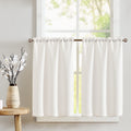 jinchan Kitchen Curtains 24 Inch Linen Textured Cafe Tier Curtains for Living Room Bathroom Farmhouse Half Window Set Light Filt